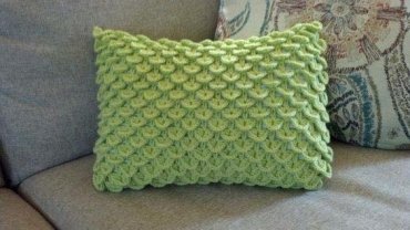 Almofada de Crochê Quadrada Verde