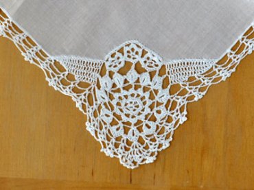 Tecido Delicado com Bico de Crochê Detalhado