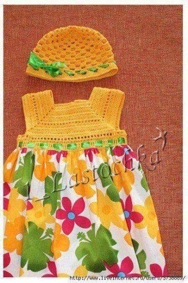 Vestido Infantil de Crochê Amarelo e Verde