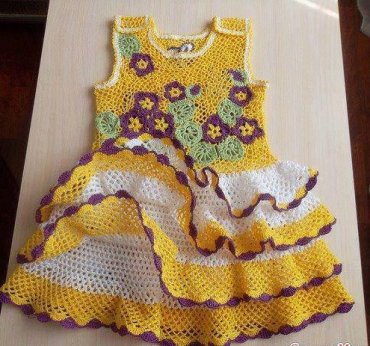 Vestido Infantil de Crochê Amarelo
