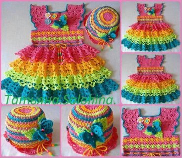 Vestido Infantil de Crochê Colorido