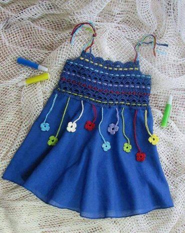 Vestido Infantil de Crochê Azul