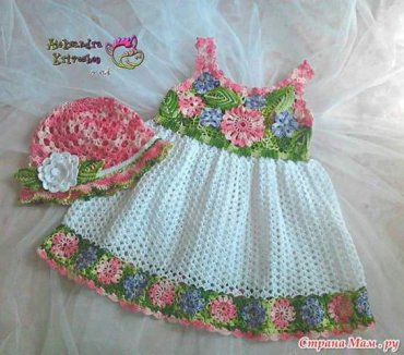 Vestido Infantil de Crochê Branco Floral