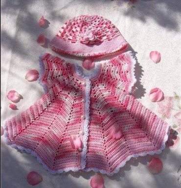 Vestido Infantil de Crochê Rosa Mesclado