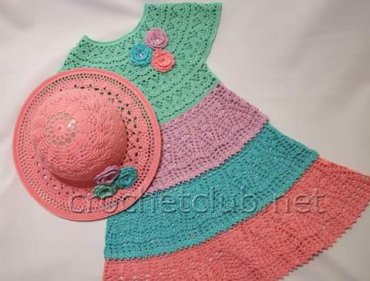Vestido Infantil de Crochê Colorido Tons Pastéis