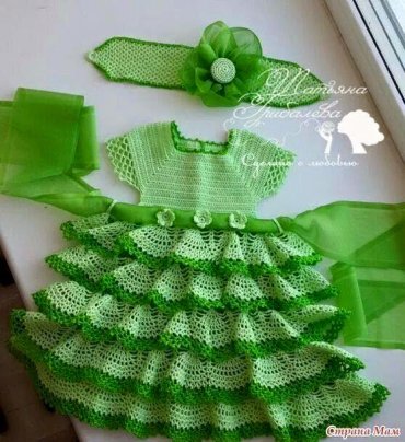 Vestido Infantil de Crochê Verde